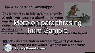More on paraphrasing Intro-Sample