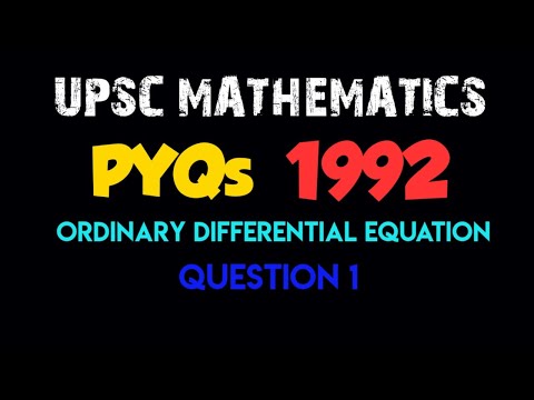 UPSC Mathematics Optional (in Hindi) | Ordinary...