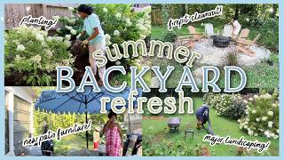 BACKYARD & PATIO SUMMER REFRESH PT.1| Landscaping, Fire Pit Update, New Outdoor Decor, Planting!
