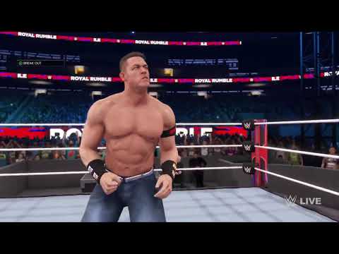 John Cena is attacked from behind by Black Spiderman on WWE Royal Rumble 2K23 Title Fight