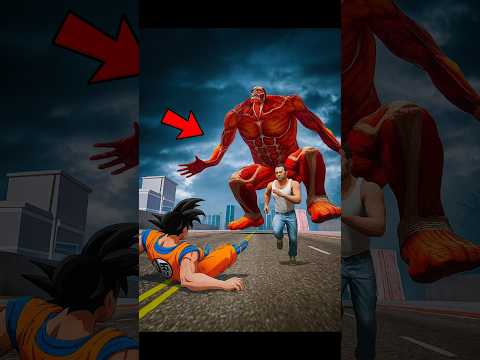 😱Titans Attacked the City, But Franklin Became Goku! #shorts #gta #gaming #trending #magic #titan #k