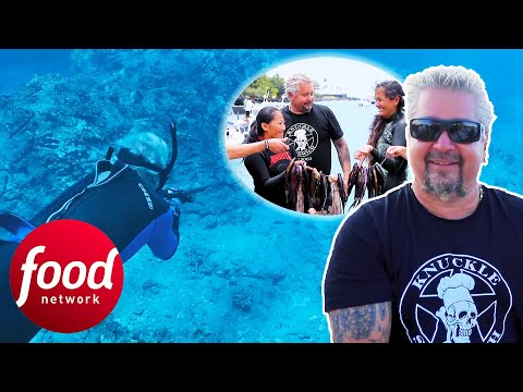 Guy Fieri Goes Spear Fishing For Dinner In Hawaii! | Guy Hawaiian Style