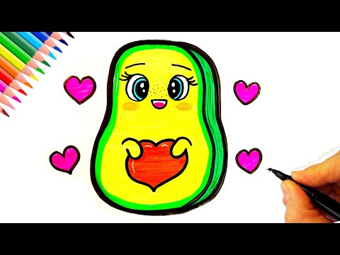 Sevimli Avokado Çizimi 🥑 Kolay Çizimler - How To Draw a Cute Avocado - Avokado Nasıl Çizilir?