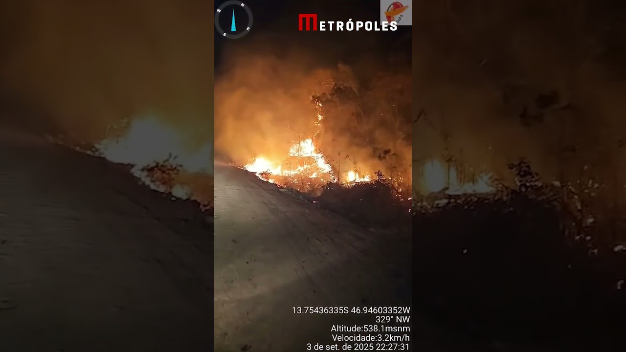 Bombeiros registram fogo no maior incêndio do Brasil