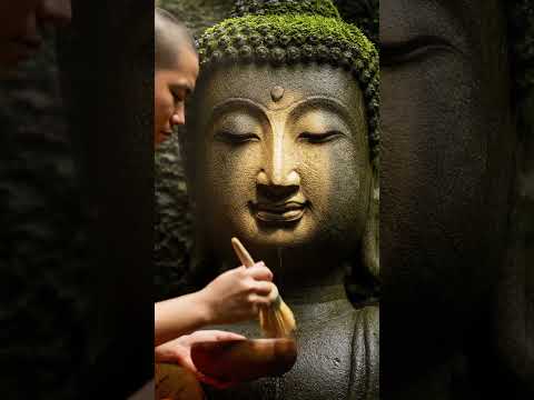 Cinematic ASMR | Monk Cleans Moss from Sacred Stone Statue