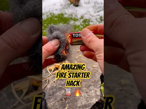 Survival Skills: Amazing Fire Starter Hack, Battery and Steel Wire #experiment #survival #bushcraft