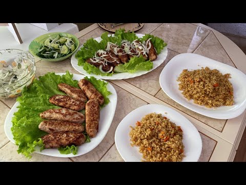 Вкуснейший обед или ужин. Люля-Кебаб на сковороде. Булгур на гарнир.