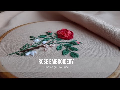 Rose Embroidery Сute bouquet with roses Dimensional embroidery