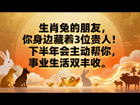生肖兔的朋友，你身邊藏著3位貴人！下半年會主動幫你，事業生活雙豐收。