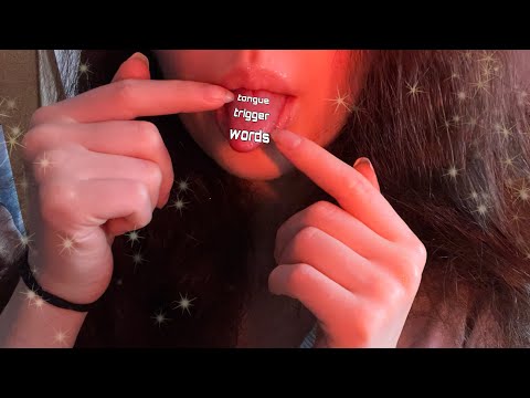 ASMR Tongue Tracing Trigger Words W/ Tongue Tapping, Stuttering Spit Painting 👅 (close, fast)