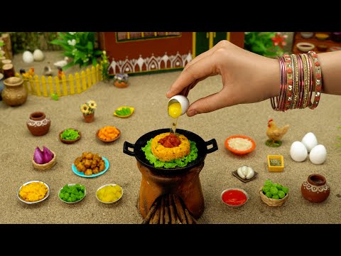 🐓🍙Delicious miniature treat🐓🍙Delicious Dinner Savory Chicken And Egg Fried Rice💯Tiny Foodkey