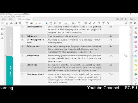 Documents might be used in a system designed to account for sales || Lecture 2 || PRC 4