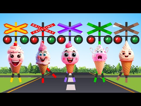 【踏切アニメ】コーンアイスクリーム！Cone Ice Cream! Imaginary Railroad Crossings Running