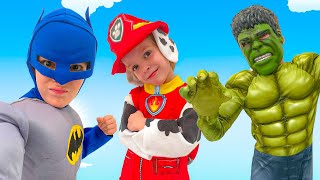 Damon & Dylan Learning Colors And Turn Into Superhero Hulk Batman Paw Patrol