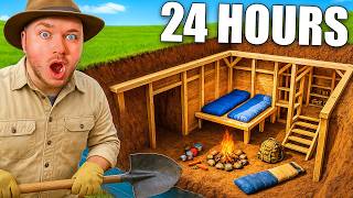 DAY 3: 24 Hours SLEEPING in Our MUD FORT! (Primitive Survival Building)