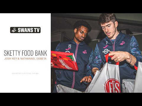 Swansea City players visit Sketty Foodbank