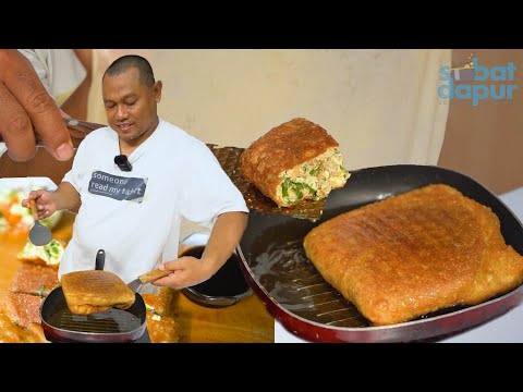 Ternyata ada rahasianya bikin martabak telur teflon segede ini, kulitnya anti robek