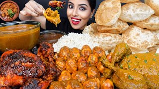 ASMR Eating Spicy Mutton Josh Curry,Whole Chicken Curry,Poori,Rice,Egg Big Bites ASMR Eating Mukbang