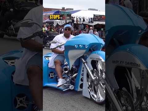 Rolling Artwork: Custom Harley Motorcycle on Main Street #motorcycle #bikers #harleydavidson