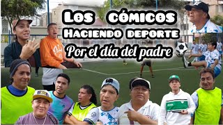 Los comicos haciendo deporte  por el día del padre ❤🤝👨
