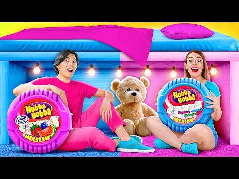 बिस्तर के नीचे गुप्त कमरे 24 घंटे चुनौती | मजेदार चुनौतियां Multi DO Fun Challenge