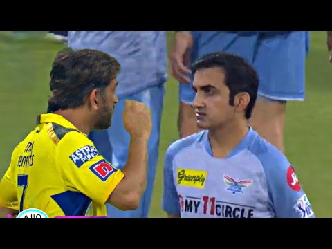 Angry MS Dhoni meets Gautam Gambhir after huge fight with Virat Kohli during LSGvsCSK Match  IPL2023