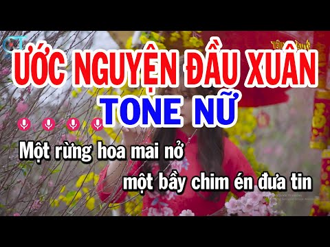 Karaoke Ước Nguyện Đầu Xuân Tone Nữ ( F#m ) Nhạc Xuân Mới || Karaoke Tuấn Kiệt