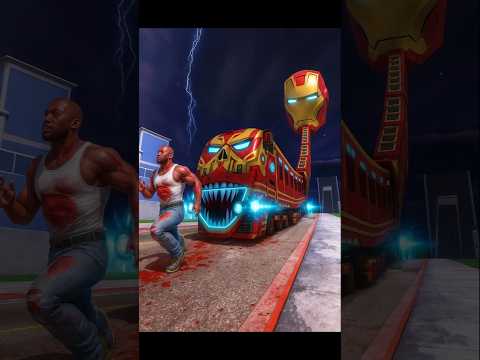 🙄Longest Ironman Train Battles Franklin👺in Indian Bikes Driving 3D!#shorts #gta #gaming #magic #duet