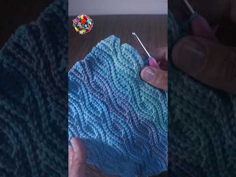 غرزة الموجة الرائعة بطريقة السطور القصيرة #كروشيهاتي_مع_مرمرة #crochet