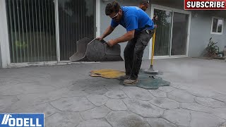 Stamped Concrete Patio Two-Tone Random Stone Design