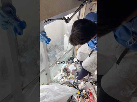 【危険】ゴミの圧力で窓ガラス崩壊寸前…！？プロが挑むゴミ屋敷片付けのリアル #shorts