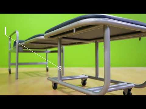 Silla Cama de Acero para Acompañante - Marfil con Tapicería Verde Olivo