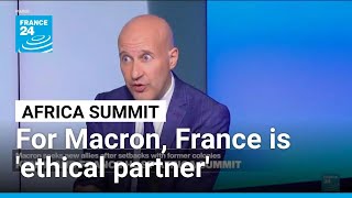 YouTube video thumbnail: Macron Presents France 'as the Ethical Partner With Africa' at Summit in Kenya