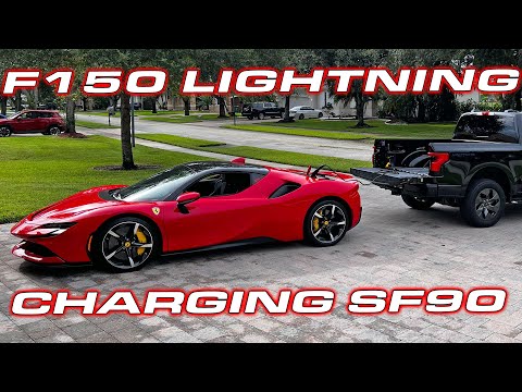 All Electric Ford F150 Lightning rescues the 1,000 HP Ferrari SF90 #shorts