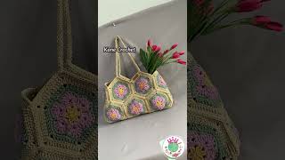 Flower Granny Hexagon Crochet Bag 🌺 Crochet Bag C100 #crochetflower #shoulderbag