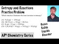 Entropy in Chemical Reactions