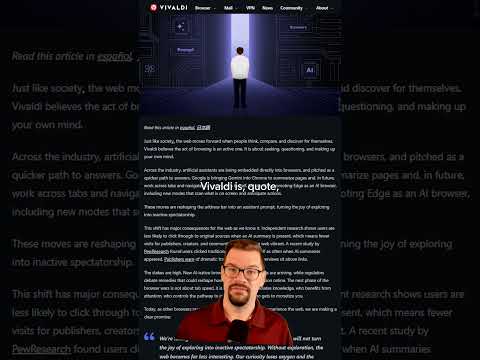 Vivaldi browser won’t use AI