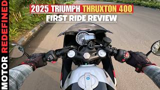 2025 Triumph Thruxton 400 Ride Review | On Road Price, Mileage, Exhaust Sound & Features.