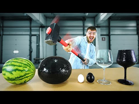 ПОКРАСИЛИ НЕПРОБИВАЕМОЙ КРАСКОЙ АРБУЗ, ЯЙЦО, БОКАЛ!
