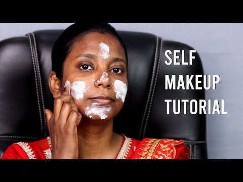 Self Party Makeup For Beginners/ Self Makeup With Red Saree/ Summer Makeup /Makeup Tutorial