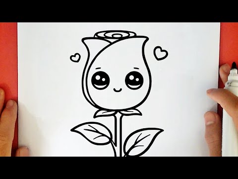 COMO DESENHAR UMA ROSA KAWAII