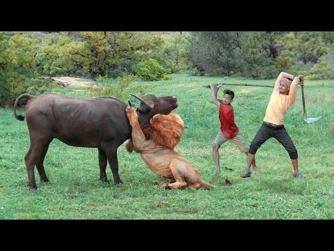 Lion attack buffalo in African forest | lion attack animal | lion attack video stories 16