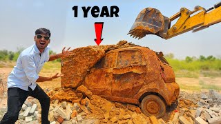 Our Car 365 Days In Cement- Car VS Cement 😳- एक साल बाद सीमेंट ने कार को भंगार बना दिया