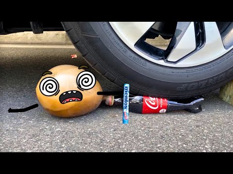 EXPERIMENT Car vs Mentos, Coca vs Spongebob | Crushing Crunchy & Soft Things | Woa Doodles