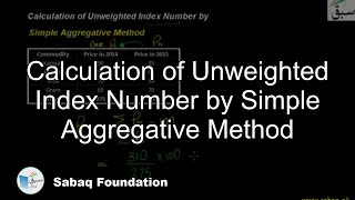 Calculation of Unweighted Index Number by Simple Aggregative Method
