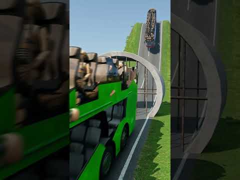 Mixed Colours Capsule Buses vs Drain Pipe - BeamNG.Drive