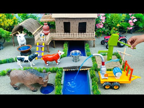 DIY how to make cow shed | house of animals | horse house – cow shed | mini hand pump |woodwork #13