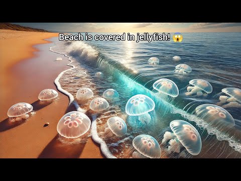 Unbelievable! The beach is covered in jellyfish 😱
