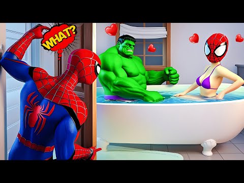 Hulk x Spider Man Love Story vs Bad Girl Hulk Leave in Granny House | Funny Horror Animation