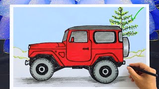 Red Jeep Car Drawing 🚗 (Part -1)